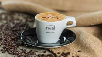 Close-up of a coffee cup at Kaffee Demmel