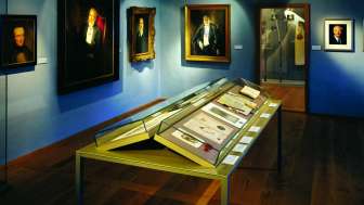 The Princes' Hall at the Liechtenstein National Museum, with exhibits in the background